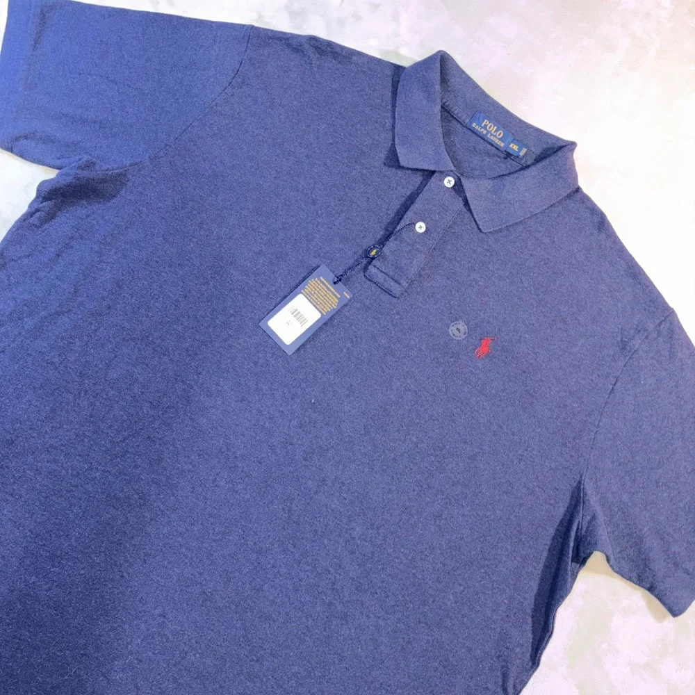 Polo Ralph Lauren Mens Mesh Polo Shirt XXL Spring Navy Blue 100% Cotton NWT